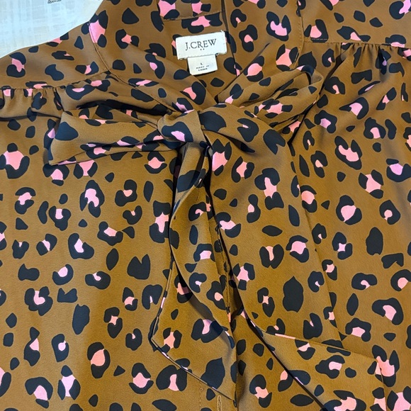 J.Crew Brown and Pink Leopard Print Blouse - Picture 4 of 7